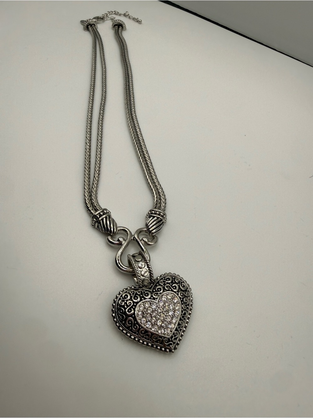 Lia Sophia Silver-Tone Heart Pendant Necklace with Crystal Accent